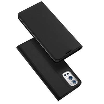 Dux Ducis Skin serijos OnePlus 9 Pro juodas odinis atverčiamas dėklas | Priedai.lt