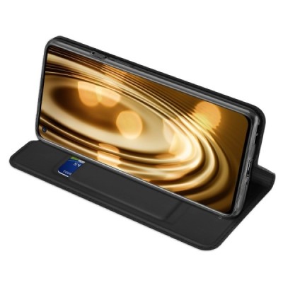 Dux Ducis Skin serijos OnePlus 9 juodas odinis atverčiamas dėklas | Priedai.lt