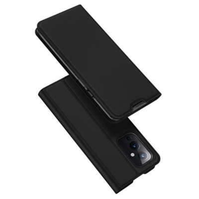 Dux Ducis Skin serijos OnePlus 9 juodas odinis atverčiamas dėklas | Priedai.lt