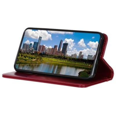 Xiaomi Redmi Note 10 Pro bordo odinis atverčiamas dėklas - knygutė su magnetu | Priedai.lt