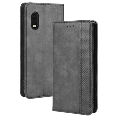 Samsung Galaxy XCover Pro (G715) Vintage juodas odinis atverčiamas dėklas - knygutė su magnetu | Priedai.lt