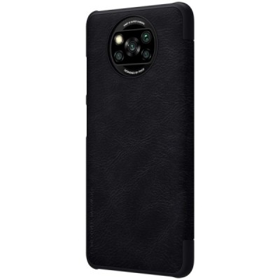 Xiaomi Poco X3 (X3 Pro) prabangus „Nillkin“ Qin serijos juodas odinis atverčiamas dėklas - knygutė | Priedai.lt