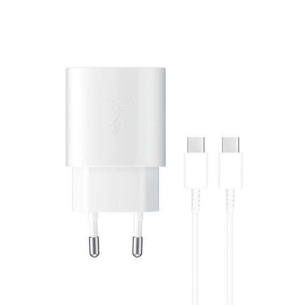 „Samsung“ Super Fast Charging sieninis įkroviklis (25W) - baltas + Type-C laidas