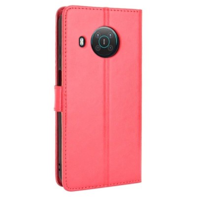 Nokia X20 (X10) atverčiamas raudonas odinis dėklas, knygutė - piniginė | Priedai.lt