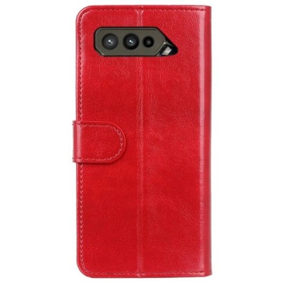 Asus Rog Phone 5 (ZS673KS) atverčiamas raudonas odinis dėklas, knygutė - piniginė | Priedai.lt
