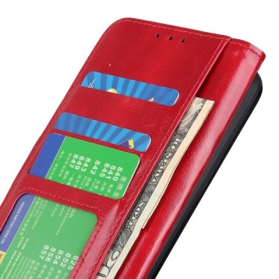Asus Rog Phone 5 (ZS673KS) atverčiamas raudonas odinis dėklas, knygutė - piniginė | Priedai.lt