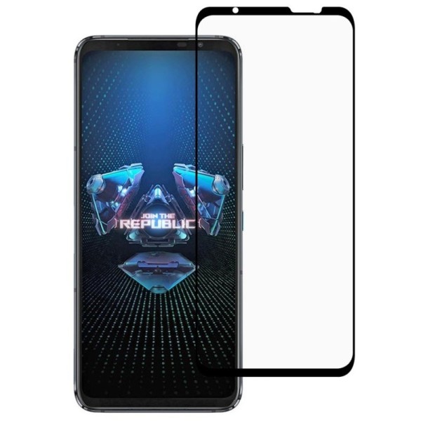 „Premium“ Tempered Glass pilnai dengiantis apsauginis ekrano stiklas 0.2 mm - juodas (Rog Phone 5)