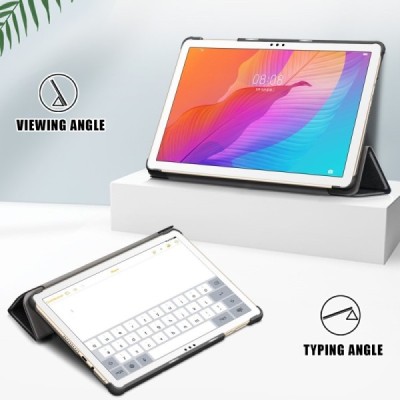 Huawei MatePad T10s 10'' atverčiamas juodas odinis dėklas - knygutė | Priedai.lt