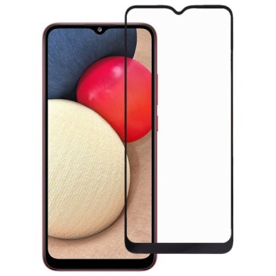 Samsung Galaxy A02s A025 (166.5x75.9x9.2mm) „Rurihai“ 9H Tempered Glass sustiprintos apsaugos juodas pilnai dengiantis apsaugini