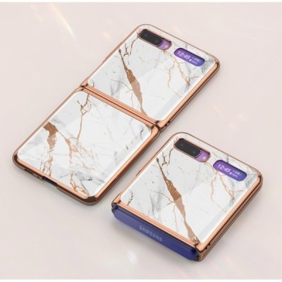 Samsung Galaxy Z Flip (F700) GKK Marble plastikinis baltas dėklas - nugarėlė | Priedai.lt