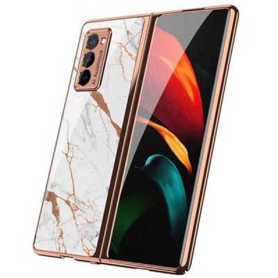 Samsung Galaxy Z Fold2 5G (F916B) GKK Marble plastikinis baltas dėklas - nugarėlė | Priedai.lt