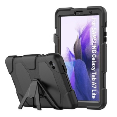 Samsung Galaxy Tab A7 Lite 8.7 2021 (T220, T225) sustiprintos apsaugos dėklas - juodas - nugarėlė / Priedai.lt