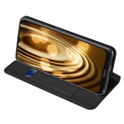 „Dux Ducis“ Skin serijos Nokia 6.3 (2021), G10, G20 juodas odinis atverčiamas dėklas | Priedai.lt