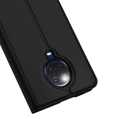 „Dux Ducis“ Skin serijos Nokia 6.3 (2021), G10, G20 juodas odinis atverčiamas dėklas | Priedai.lt