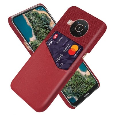 „KSQ“ Shell Nokia X20 (X10) raudonas odinis dėklas - nugarėlė su kišenėle kortelėms | Priedai.lt