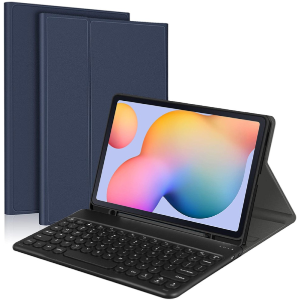 Atverčiamas dėklas su klaviatūra - mėlynas (Galaxy Tab S7 11" / S8 11")