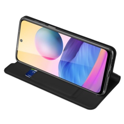 Xiaomi Poco M3 Pro (Redmi Note 10 5G) „Dux Ducis“ Skin serijos juodas odinis atverčiamas dėklas - knygutė | Priedai.lt