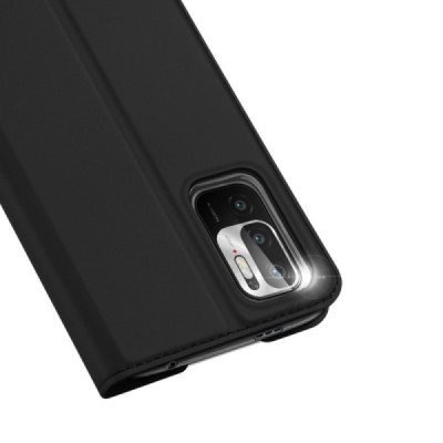 Xiaomi Poco M3 Pro (Redmi Note 10 5G) „Dux Ducis“ Skin serijos juodas odinis atverčiamas dėklas - knygutė | Priedai.lt