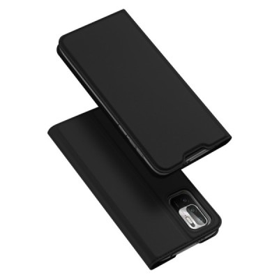 Xiaomi Poco M3 Pro (Redmi Note 10 5G) „Dux Ducis“ Skin serijos juodas odinis atverčiamas dėklas - knygutė | Priedai.lt