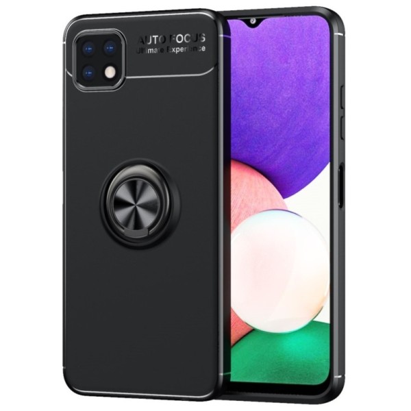 „FOCUS“ Kickstand kieto silikono (TPU) dėklas - juodas (Galaxy A22 5G)