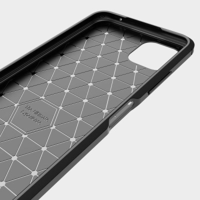 Samsung Galaxy A22 Carbon kieto silikono TPU juodas dėklas - nugarėlė | Priedai.lt