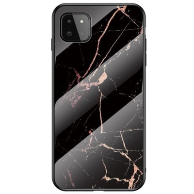 Samsung Galaxy A22 „Marble“ kieto silikono TPU juodas / auksinis dėklas - nugarėlė | Priedai.lt