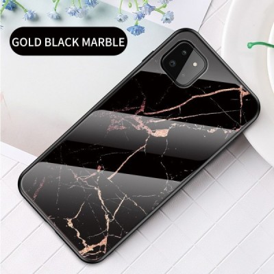 Samsung Galaxy A22 „Marble“ kieto silikono TPU juodas / auksinis dėklas - nugarėlė | Priedai.lt