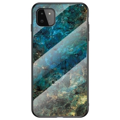 Samsung Galaxy A22 „Marble“ kieto silikono TPU mėlynas dėklas - nugarėlė | Priedai.lt