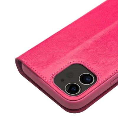 Apple iPhone 12 Mini „QIALINO“ atverčiamas rožinis odinis dėklas - knygutė  Priedai.lt