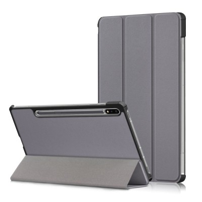 Samsung Galaxy Tab S7 FE 12.4", S7+ 12.4" (T976) atverčiamas pilkas odinis dėklas - knygutė (sulankstomas) | Priedai.lt