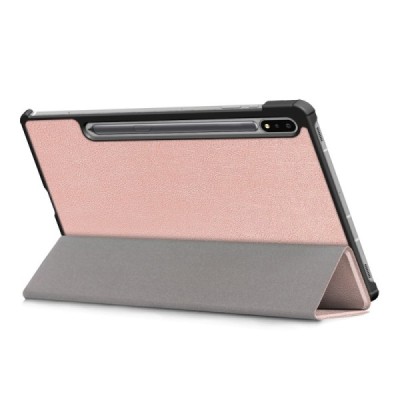Samsung Galaxy Tab S7 FE 12.4", S7+ 12.4" (T976) atverčiamas auksinis odinis dėklas - knygutė (sulankstomas) | Priedai.lt