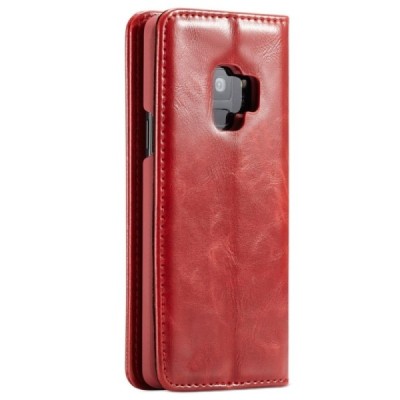 Samsung Galaxy S9 (G960) „CaseMe“ solidus atverčiamas raudonas odinis dėklas - knygutė / Priedai.lt