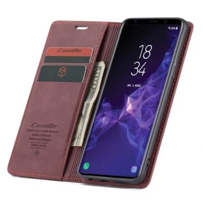 Samsung Galaxy S9 (G960) CaseMe Retro solidus atverčiamas bordo odinis dėklas - knygutė | Priedai.lt