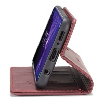 Samsung Galaxy S9 (G960) CaseMe Retro solidus atverčiamas bordo odinis dėklas - knygutė | Priedai.lt