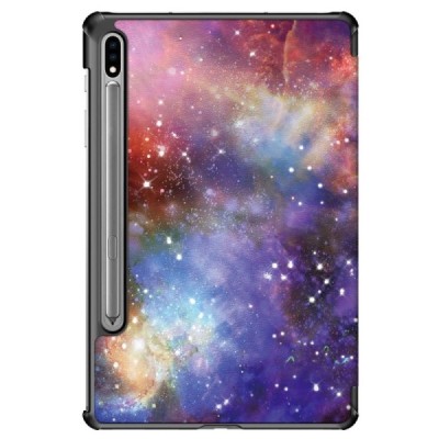 Samsung Galaxy Tab S7 FE 12.4", S7+ 12.4" (T976) „Cosmo“ atverčiamas spalvotas, baltas odinis dėklas - knygutė | Priedai.lt