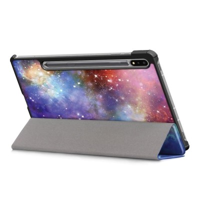 Samsung Galaxy Tab S7 FE 12.4", S7+ 12.4" (T976) „Cosmo“ atverčiamas spalvotas, baltas odinis dėklas - knygutė | Priedai.lt