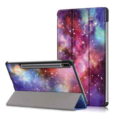 Samsung Galaxy Tab S7 FE 12.4", S7+ 12.4" (T976) „Cosmo“ atverčiamas spalvotas, baltas odinis dėklas - knygutė | Priedai.lt