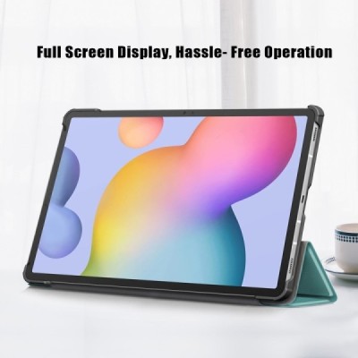Samsung Galaxy Tab S7 FE 12.4", S7+ 12.4" (T976) atverčiamas žalias odinis dėklas - knygutė (sulankstomas) | Priedai.lt