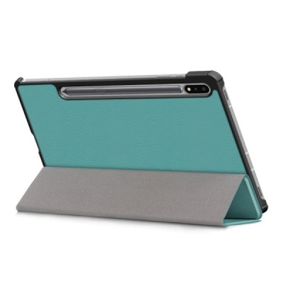 Samsung Galaxy Tab S7 FE 12.4", S7+ 12.4" (T976) atverčiamas žalias odinis dėklas - knygutė (sulankstomas) | Priedai.lt