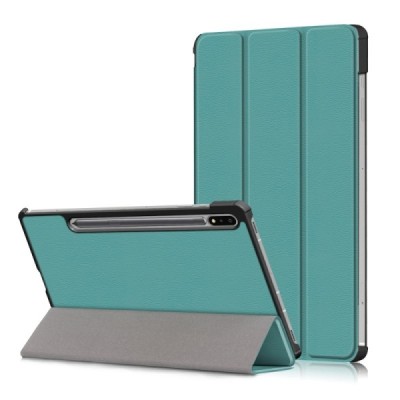 Samsung Galaxy Tab S7 FE 12.4", S7+ 12.4" (T976) atverčiamas žalias odinis dėklas - knygutė (sulankstomas) | Priedai.lt