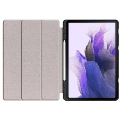 Samsung Galaxy Tab S7 FE (T736B,T730) atverčiamas juodas odinis dėklas - knygutė su vieta liestukui | Priedai.lt