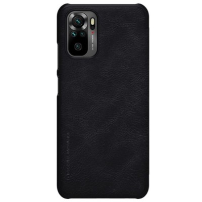Xiaomi Redmi Note 10 4G (Note 10s, Poco M5s) prabangus Nillkin Qin serijos juodas odinis atverčiamas dėklas - knygutė | Priedai.