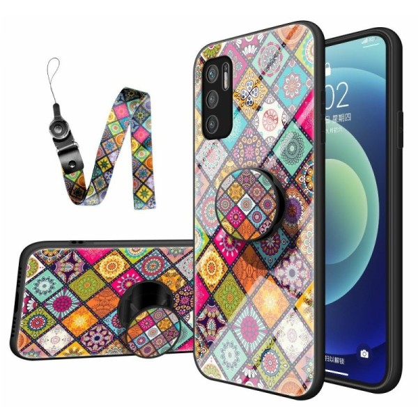 „Pattern“ kieto silikono (TPU) dėklas - spalvotas + raištelis telefonui + laikiklis (Poco M3 Pro / Redmi Note 10 5G)
