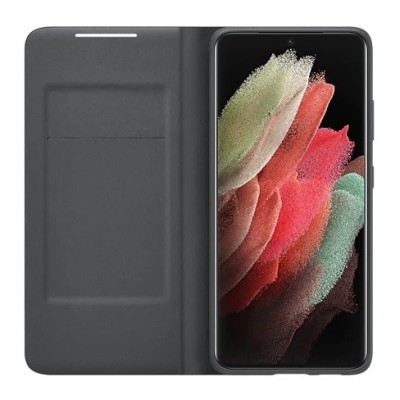 Samsung Galaxy S21 Ultra (G998B) originalus Smart Led View Cover atverčiamas juodas dėklas - knygutė | Priedai.lt