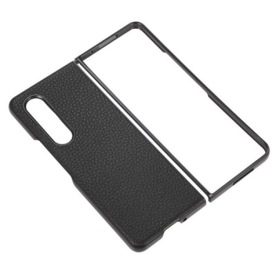 Samsung Galaxy Z Fold3 5G (F926B) Deluxe Leather juodas odinis dėklas - nugarėlė | Priedai.lt