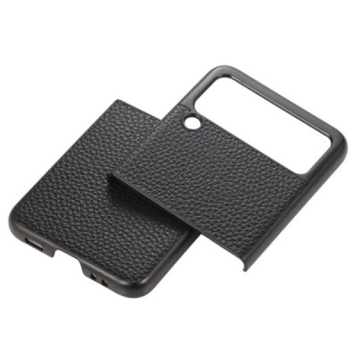Samsung Galaxy Z Flip3 (F711) Deluxe Leather juodas odinis dėklas - nugarėlė | Priedai.lt