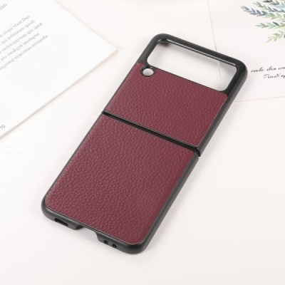 Samsung Galaxy Z Flip3 (F711) Deluxe Leather bordo odinis dėklas - nugarėlė | Priedai.lt