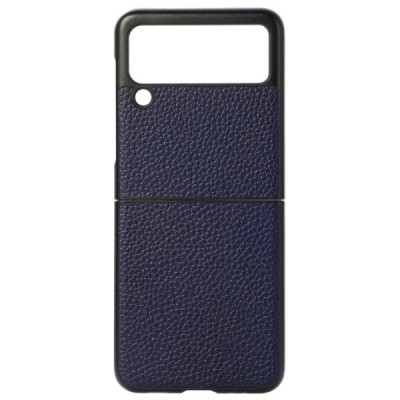 Samsung Galaxy Z Flip3 (F711) Deluxe Leather mėlynas odinis dėklas - nugarėlė | Priedai.lt