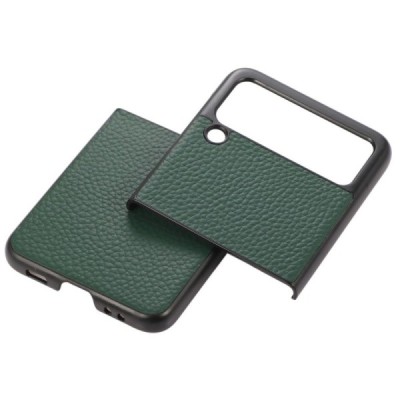 Samsung Galaxy Z Flip3 (F711) Deluxe Leather žalias odinis dėklas - nugarėlė | Priedai.lt