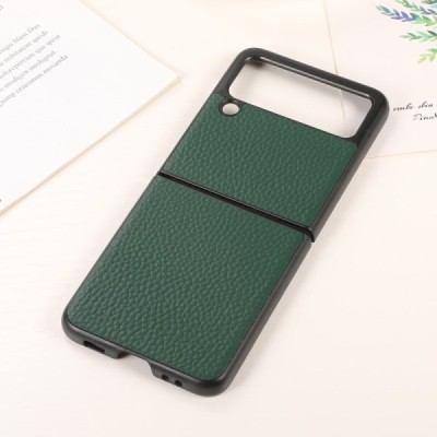 Samsung Galaxy Z Flip3 (F711) Deluxe Leather žalias odinis dėklas - nugarėlė | Priedai.lt